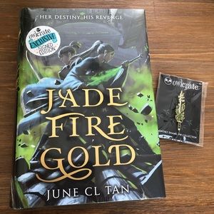 NWT Owlcrate Jade Fire Gold by June CL Tan with enamel pin